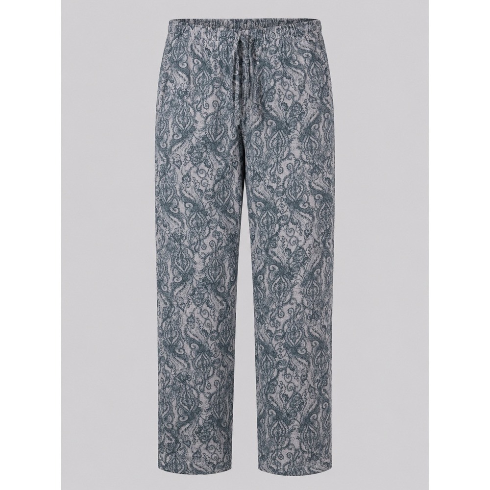 Lucky Brand‎ Mens Grey Paisley Damask Cotton Pajama Lounge Pants Size M RX61K018